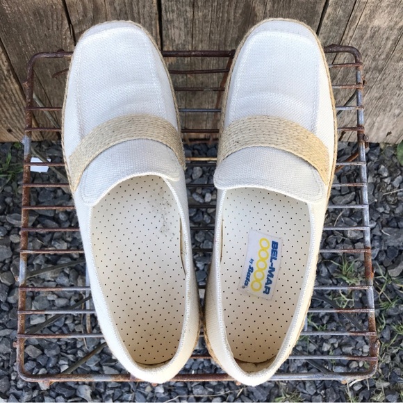 VTG 60s-70s Bel-Mar by Bata Canvas Jute Espadrille Loafer Rubber Sole 10M & box main image 7